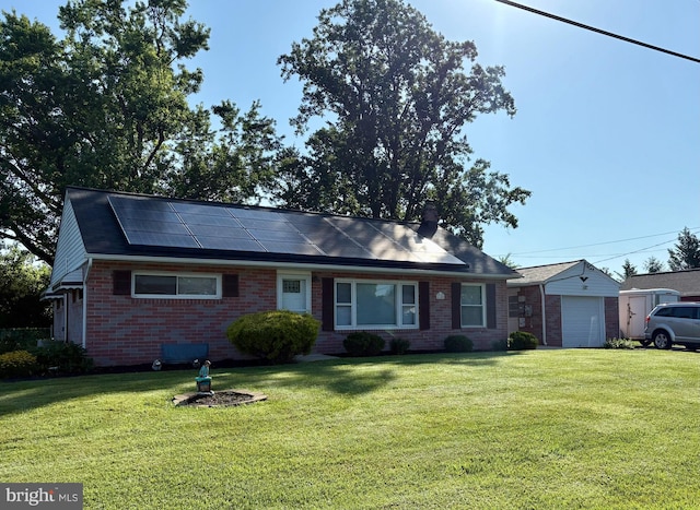 4118 Kahlston Rd, Baltimore, MD 21236 - ranch-style house featuring brick siding, roof mounted solar panels, and a front lawn
