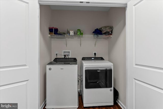 519 S Media Way, Media, PA 19063 - washroom with washer and dryer and dark wood-style flooring