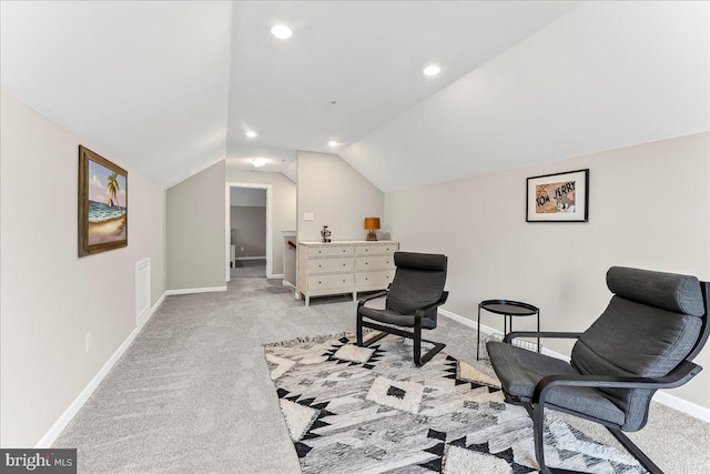 519 S Media Way, Media, PA 19063 - living area featuring light carpet, lofted ceiling, and recessed lighting