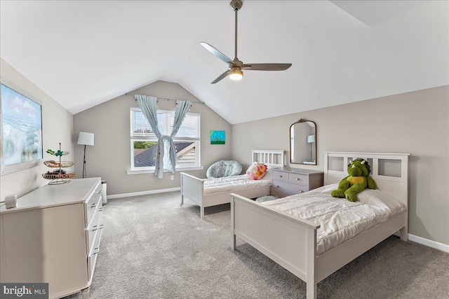 519 S Media Way, Media, PA 19063 - bedroom featuring light carpet, vaulted ceiling, and ceiling fan