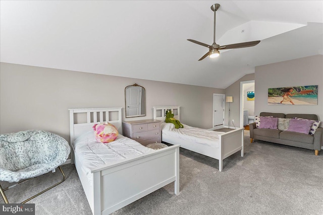 519 S Media Way, Media, PA 19063 - bedroom with lofted ceiling, carpet flooring, and a ceiling fan