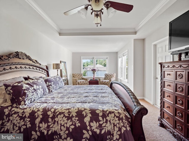 24847 Mason Dale Ter, Chantilly, VA 20152 - bedroom with carpet floors, crown molding, a raised ceiling, and a ceiling fan