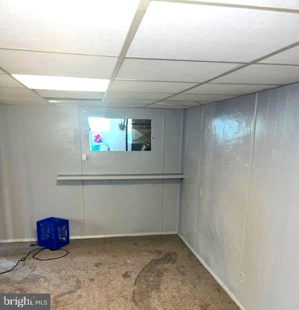 5904 Willet Ave, Baltimore, MD 21206 - finished below grade area with a paneled ceiling and carpet flooring