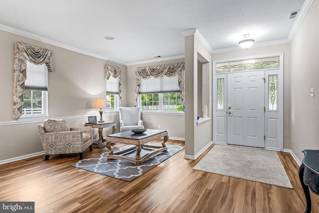 5 Fisher Ct, Sewell, NJ 08080 - foyer featuring wood finished floors and crown molding