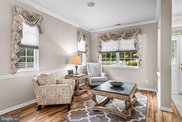 5 Fisher Ct, Sewell, NJ 08080 - living area featuring ornamental molding, healthy amount of natural light, and wood finished floors