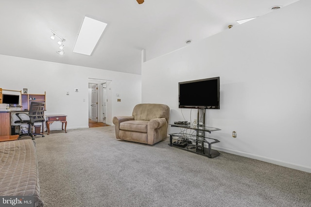 28 Abbey Ct, Carlisle, PA 17015 - carpeted living area featuring a skylight and vaulted ceiling