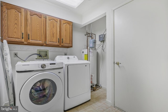 28 Abbey Ct, Carlisle, PA 17015 - laundry area featuring water heater, cabinet space, and washer and dryer