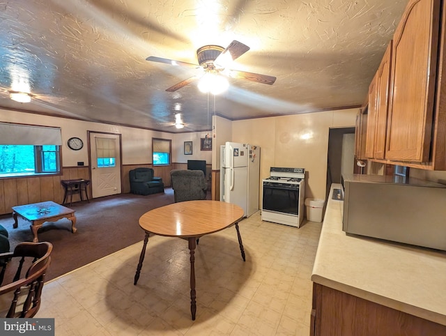 475 Company Farm Rd, Aspers, PA 17304 - living area with light floors, ceiling fan, a textured ceiling, and wainscoting