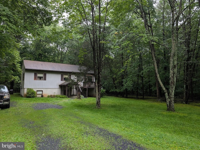 475 Company Farm Rd, Aspers, PA 17304 - view of front of property with stairs, a front lawn, and a view of trees
