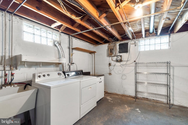 1028 Marleigh Cir, Baltimore, MD 21204 - laundry room featuring separate washer and dryer, electric panel, and plenty of natural light