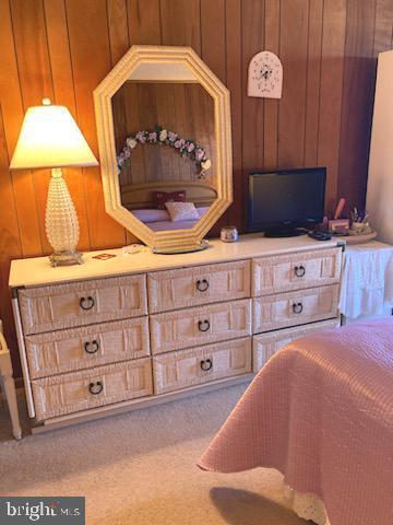 718 Mooring Rd Unit B203, Ocean City, MD 21842 - carpeted bedroom featuring wood walls