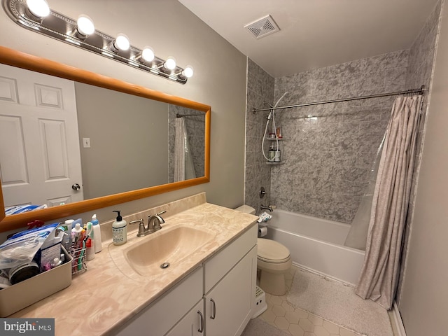 1545 Russett Dr, Warminster, PA 18974 - bathroom with vanity, shower / tub combo with curtain, and tile patterned floors