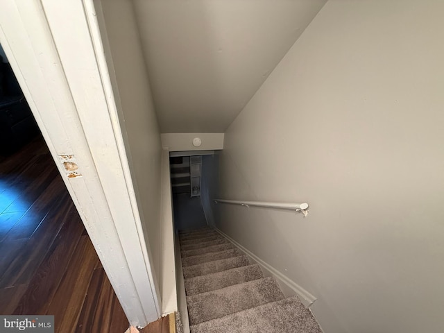 1545 Russett Dr, Warminster, PA 18974 - stairway with lofted ceiling and baseboards