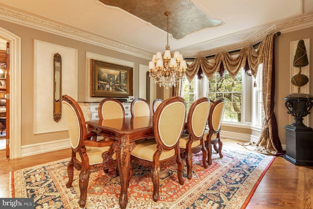 3500 Windy Bush Rd, New Hope, PA 18938 - dining space featuring a chandelier, ornamental molding, and wood finished floors