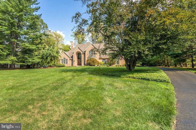 3500 Windy Bush Rd, New Hope, PA 18938 - view of front of house featuring a front lawn and a chimney