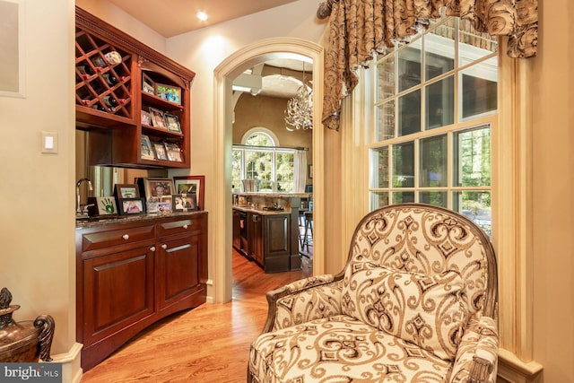 3500 Windy Bush Rd, New Hope, PA 18938 - sitting room with light wood finished floors and arched walkways