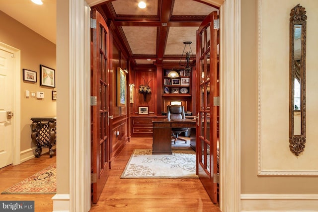 3500 Windy Bush Rd, New Hope, PA 18938 - office space with wood finished floors, coffered ceiling, beam ceiling, and ornamental molding