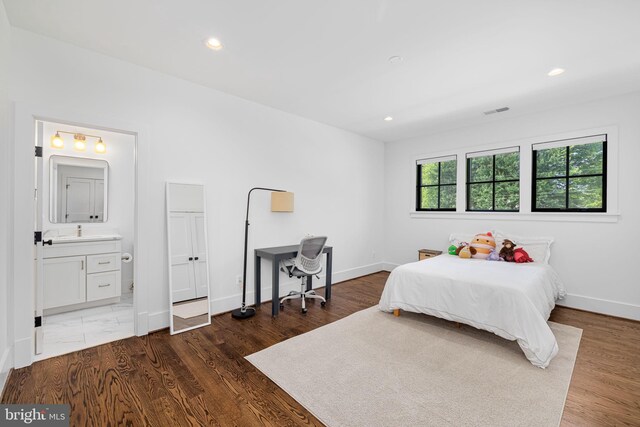 3433 N Edison St, Arlington, VA 22207 - bedroom with recessed lighting, wood finished floors, and ensuite bathroom