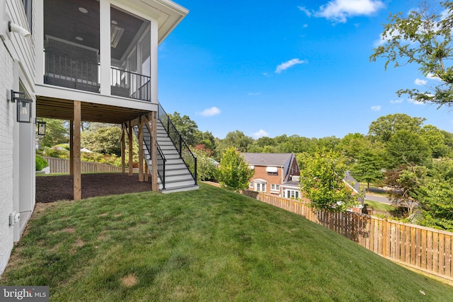 3433 N Edison St, Arlington, VA 22207 - view of yard featuring stairway and a sunroom