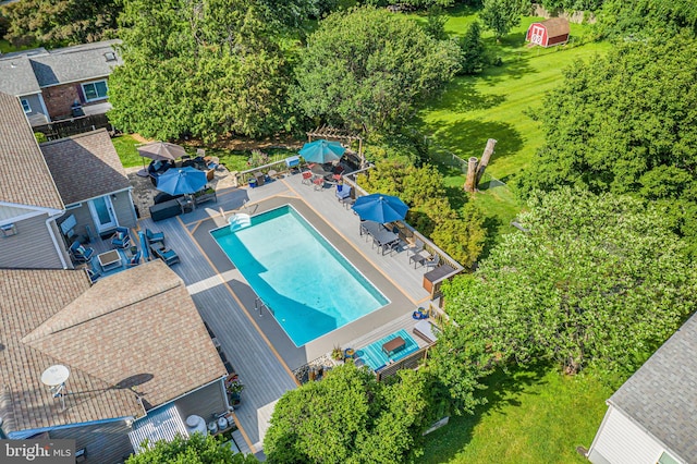 3814 Estel Rd, Fairfax, VA 22031 - drone / aerial view of a pool and a tree filled landscape