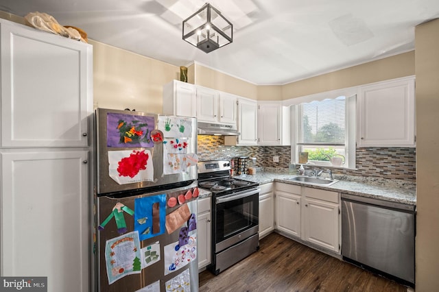 246 Le Carra Dr, Lansdowne, PA 19050 - kitchen featuring appliances with stainless steel finishes, under cabinet range hood, and white cabinetry
