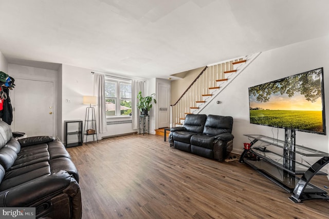 246 Le Carra Dr, Lansdowne, PA 19050 - living room featuring wood finished floors and stairway