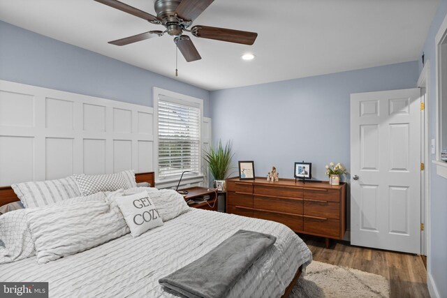 47 Sherwood Ln, Westampton, NJ 08060 - bedroom with wood finished floors, recessed lighting, and ceiling fan