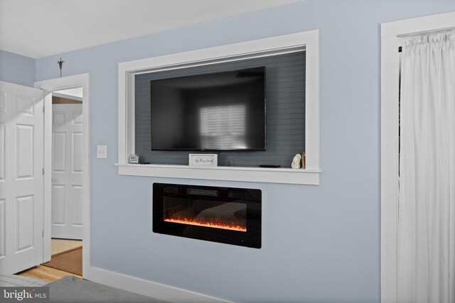 47 Sherwood Ln, Westampton, NJ 08060 - detailed view of a glass covered fireplace and wood finished floors