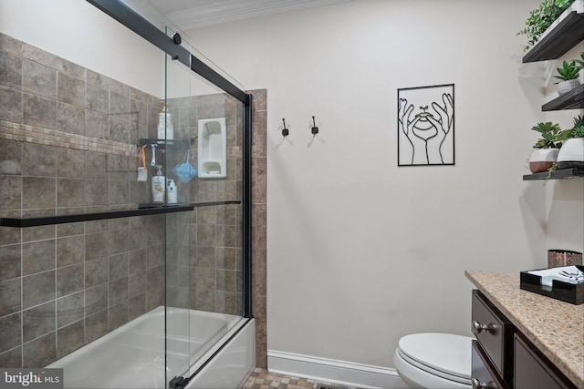 47 Sherwood Ln, Westampton, NJ 08060 - full bathroom featuring vanity, crown molding, and combined bath / shower with glass door