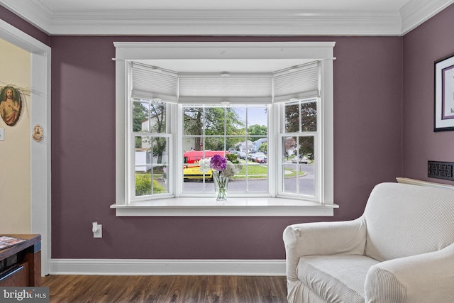 47 Sherwood Ln, Westampton, NJ 08060 - sitting room with dark wood-style flooring, healthy amount of natural light, and ornamental molding