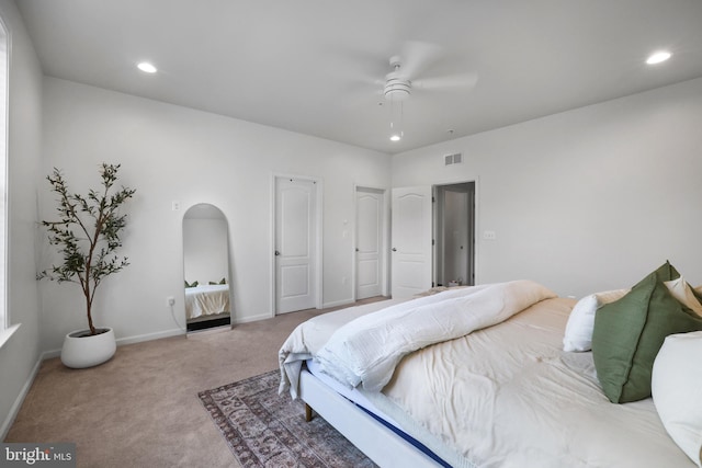 1025 Overlook Way, Laurel, MD 20707 - carpeted bedroom with recessed lighting and a ceiling fan