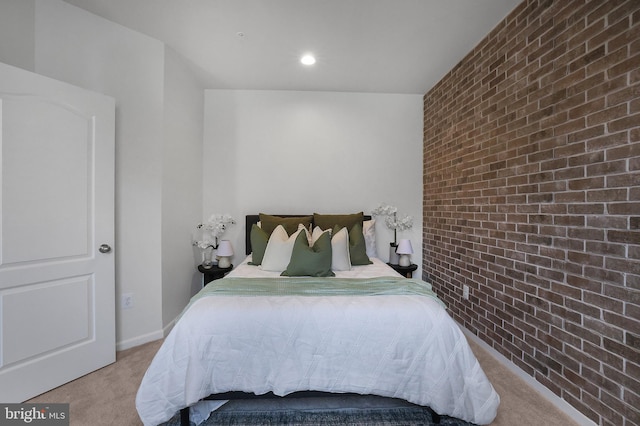1025 Overlook Way, Laurel, MD 20707 - carpeted bedroom featuring brick wall and recessed lighting