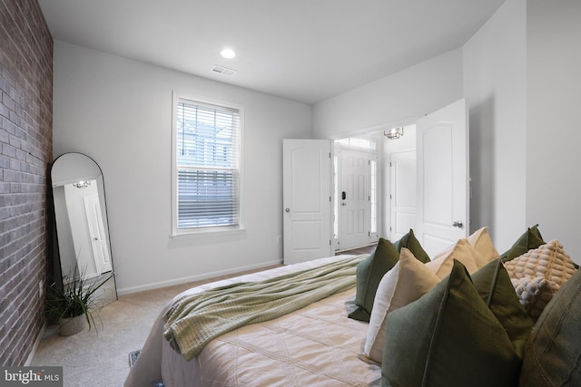 1025 Overlook Way, Laurel, MD 20707 - bedroom with carpet and brick wall