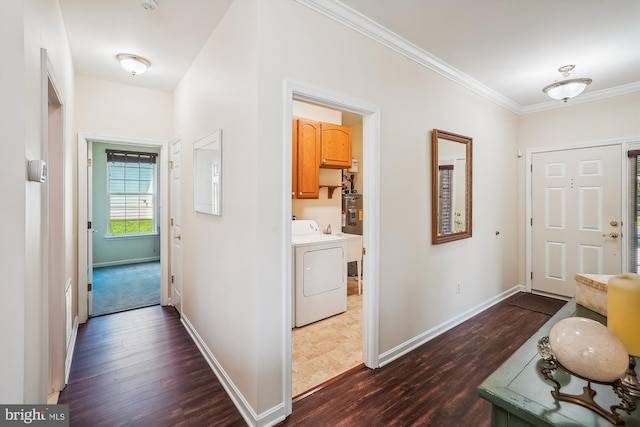 16916 Four Seasons Dr, Dumfries, VA 22025 - corridor with dark wood-type flooring and crown molding
