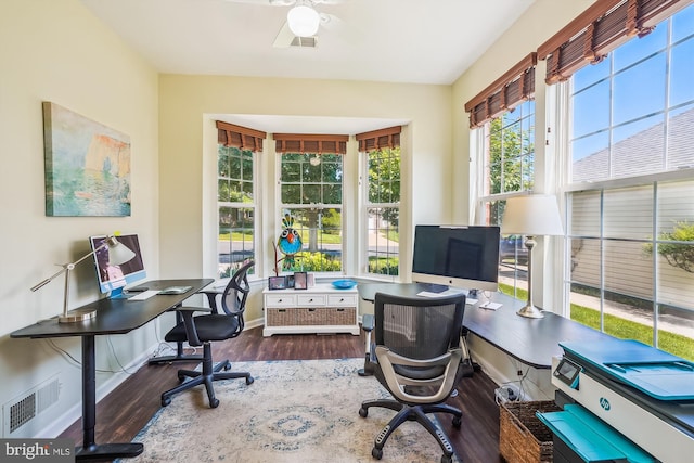 16916 Four Seasons Dr, Dumfries, VA 22025 - home office with wood finished floors and a ceiling fan