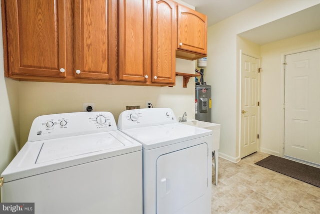 16916 Four Seasons Dr, Dumfries, VA 22025 - laundry area with independent washer and dryer, cabinet space, and electric water heater