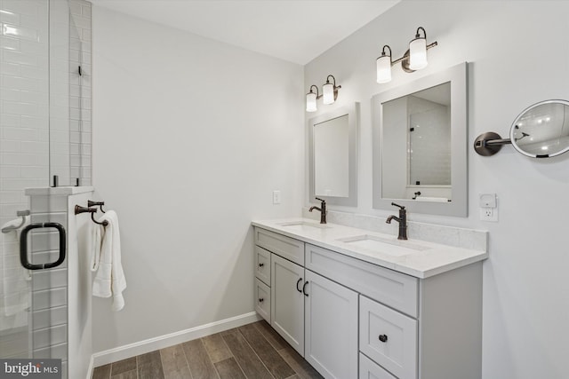 5790 Cedar Glen Dr, Narvon, PA 17555 - full bath featuring wood finished floors, double vanity, and tiled shower