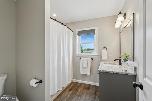 5790 Cedar Glen Dr, Narvon, PA 17555 - bathroom with vanity, wood finished floors, and a shower with shower curtain