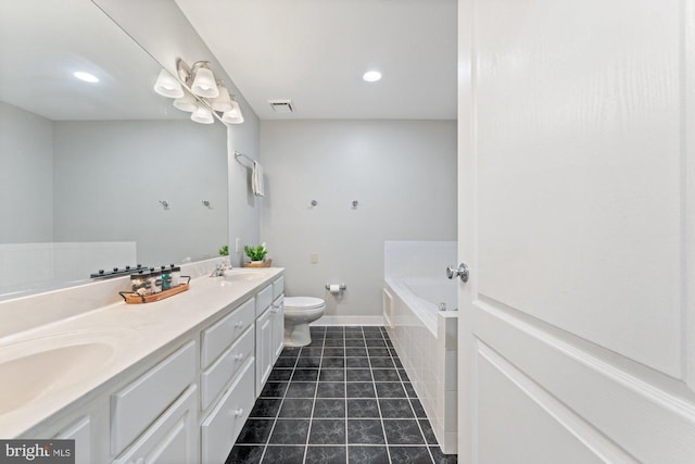 6908 Fairfax Dr Unit 202, Arlington, VA 22213 - full bathroom featuring double vanity, a bath, tile patterned flooring, and recessed lighting