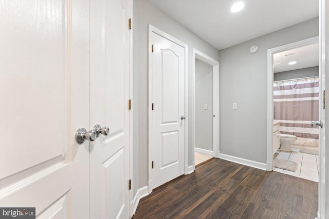 6908 Fairfax Dr Unit 202, Arlington, VA 22213 - corridor with dark wood finished floors and recessed lighting