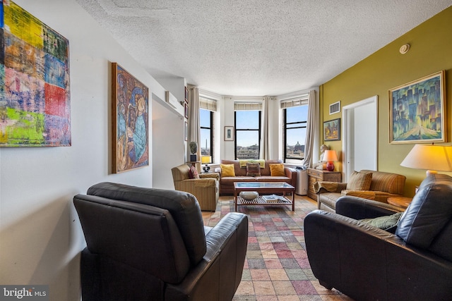 1615 Q St NW Unit 1001, Washington, DC 20009 - living room featuring a textured ceiling