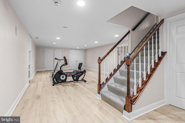 501 Van Lears Run, Villanova, PA 19085 - workout area featuring recessed lighting and wood finished floors