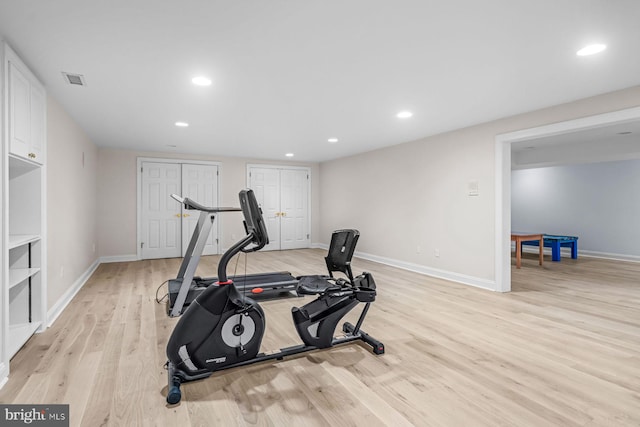 501 Van Lears Run, Villanova, PA 19085 - exercise area with light wood-style floors and recessed lighting