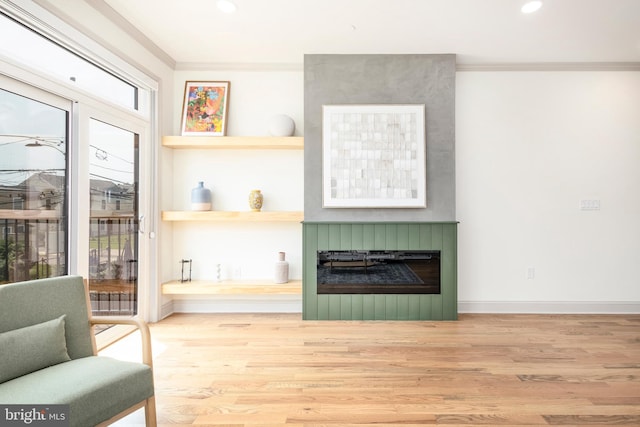 3116 Clifford St Unit 2, Philadelphia, PA 19121 - living room with ornamental molding, wood finished floors, and recessed lighting