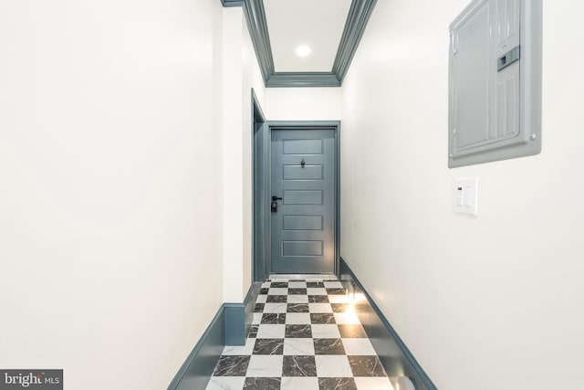 3116 Clifford St Unit 2, Philadelphia, PA 19121 - hall featuring crown molding and electric panel