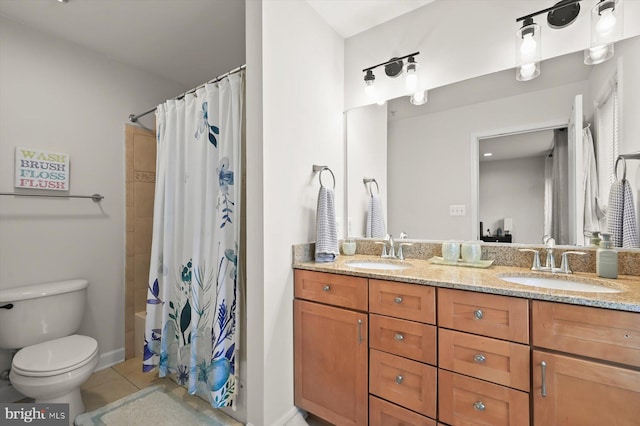 1506 Stack St, Baltimore, MD 21230 - full bathroom with double vanity, tile patterned flooring, and shower / bath combination with curtain