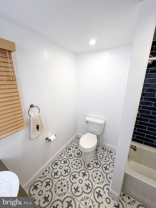 751 Hudson Dr, Weatherly, PA 18255 - bathroom featuring tile patterned floors, bathing tub / shower combination, and recessed lighting