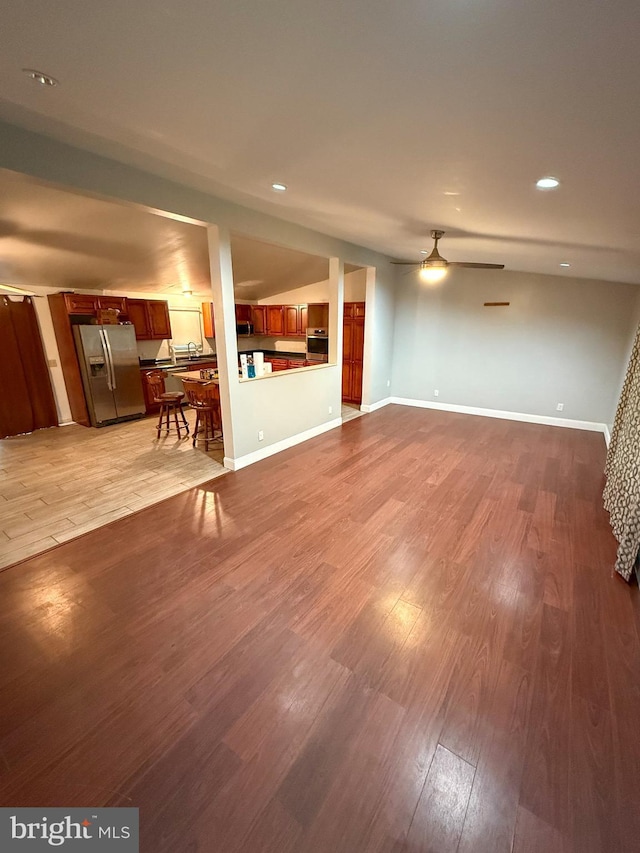 751 Hudson Dr, Weatherly, PA 18255 - living room with wood finished floors, a ceiling fan, and recessed lighting