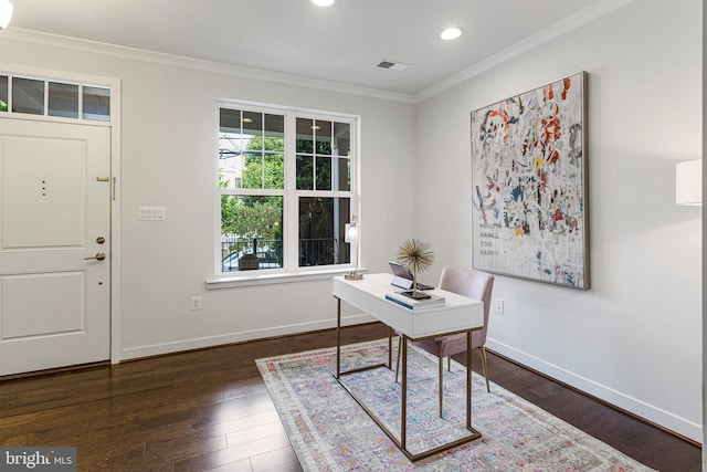 3334 7th St NE, Washington, DC 20017 - office space with crown molding, wood finished floors, and recessed lighting