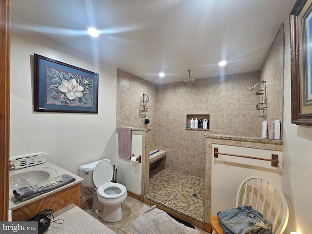 6 Amelia St, Paw Paw, WV 25434 - bathroom featuring tile patterned flooring, a walk in shower, and vanity